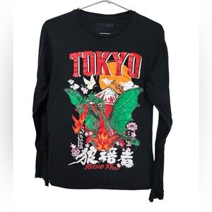 Reason Black Tokyo Godzilla Graphic Long Sleeve Men’s M T-Shirt Streetwear